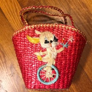 🐰🐤THE CUTEST VINTAGE STRAW EASTER BASKET🐰🐤